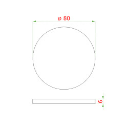 Ukončenie ø 80 x 6 mm, brúsená nerez AISI 304 Ukončenie ø 80 x 6 mm, brúsená nerez AISI 304